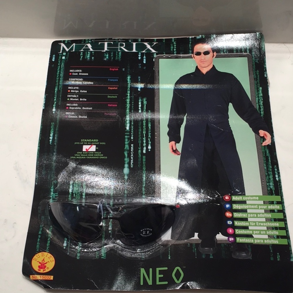 Men’s costume Neo Matrix incl. coat & glasses- One size & fits to 44 jacket Sz